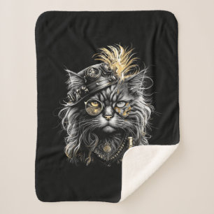 Couverture Sherpa Magnifique chat steampunk 