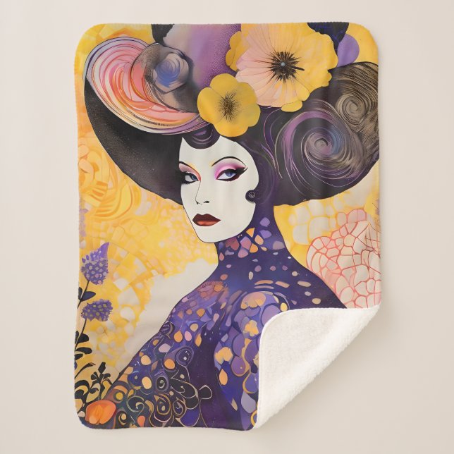 Couverture Sherpa Magnifique Drag Queen Klimt Style (Devant)