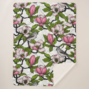 Couverture Sherpa Magnolia en floraison et tireur