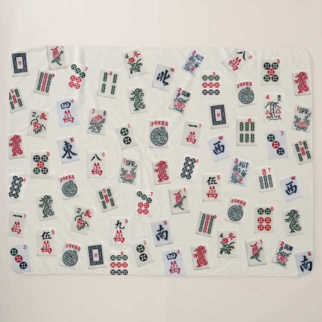 Couverture Sherpa MahJong tuiles photo sur badge arrière - plan (Devant (Horizontal))