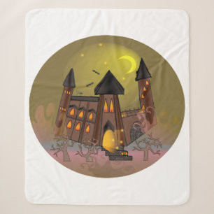 Couverture Sherpa Maison de sorcière éffrayante Halloween et château