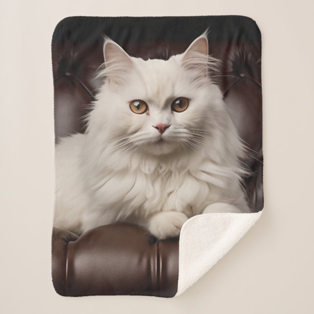 Couverture Sherpa Majestic white cat (Devant)