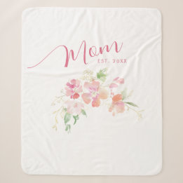 Couverture Sherpa Maman Etablie Rose Push Aquarelle Florale
