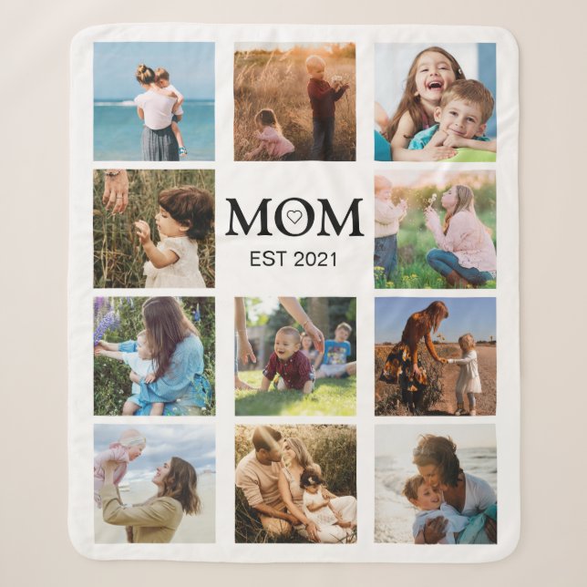 Couverture Sherpa Maman Famille Photo Collage Moderne (Devant)