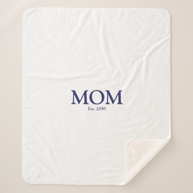 Couverture Sherpa Maman marine bleu blanc coutume date établie migno (Devant)
