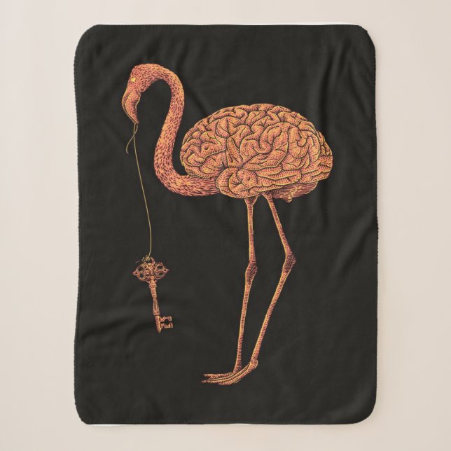 Couverture Sherpa Manchette de Flamant rose Brainingo| cadeau pour a (Devant)