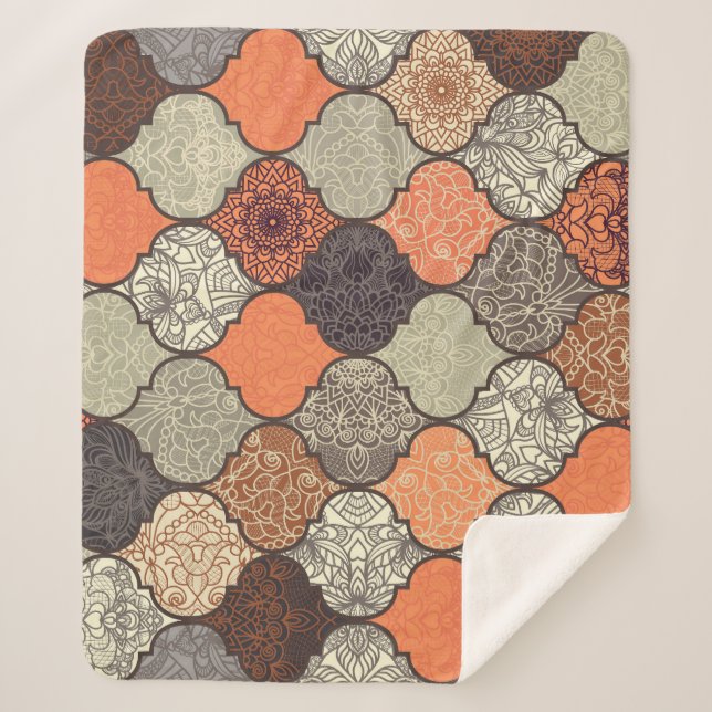 Couverture Sherpa Mandala coloré : Patchwork Islamique Sans Seamless (Devant)