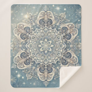Couverture Sherpa Mandala de flocon de neige dans Frosty Hues 3