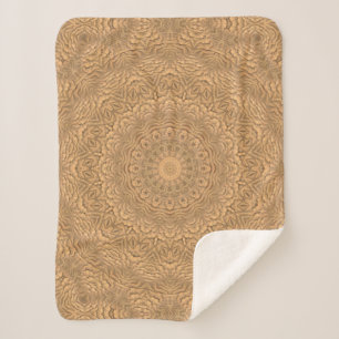 Couverture Sherpa Mandala d'or. "Sable doré".
