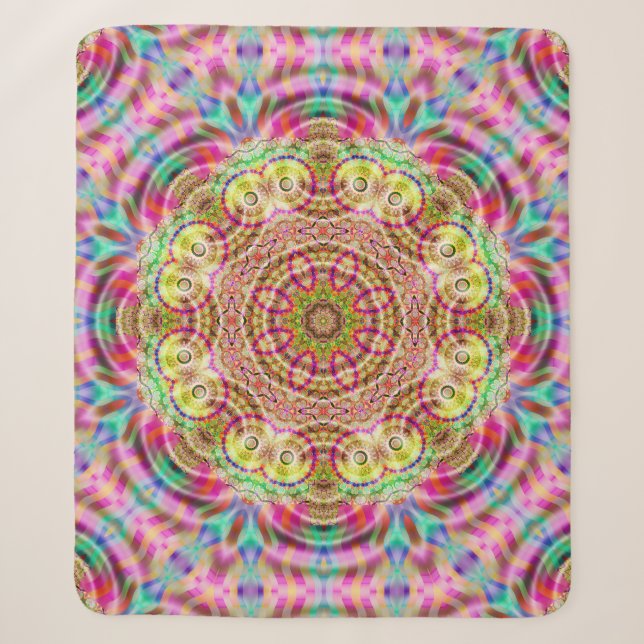 Couverture Sherpa Mandala Flower : Design artistique (Devant)