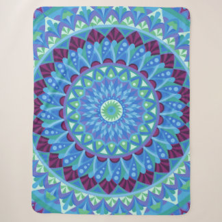 Couverture Sherpa Mandala Midnigt Dreams Cosy Bleu Bohème Détente