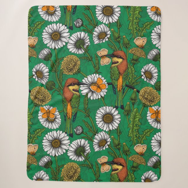 Couverture Sherpa Mangeurs d'abeilles sur une prairie printanière (Devant)