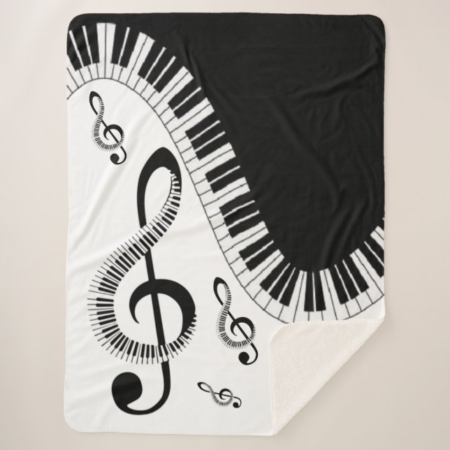 Couverture Sherpa Manta sherpa con piano y notas musicales (Devant)