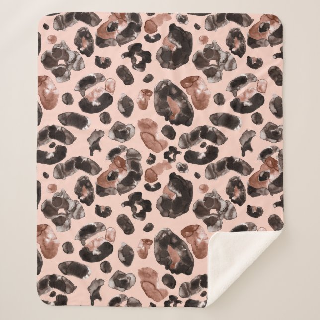 Couverture Sherpa Manteau de léopard, peau d'animal sans couture mot (Devant)