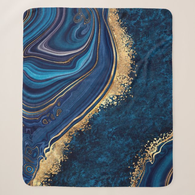 Couverture Sherpa marbre bleu arrière - plan abstrait agate granite  (Devant)