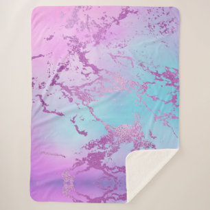 Couverture Sherpa Marbre chic   Glam violet violet violet bleu Ombre