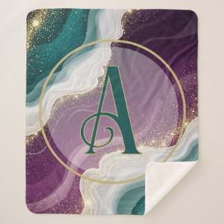 Couverture Sherpa Marbre doré pailleté de luxe