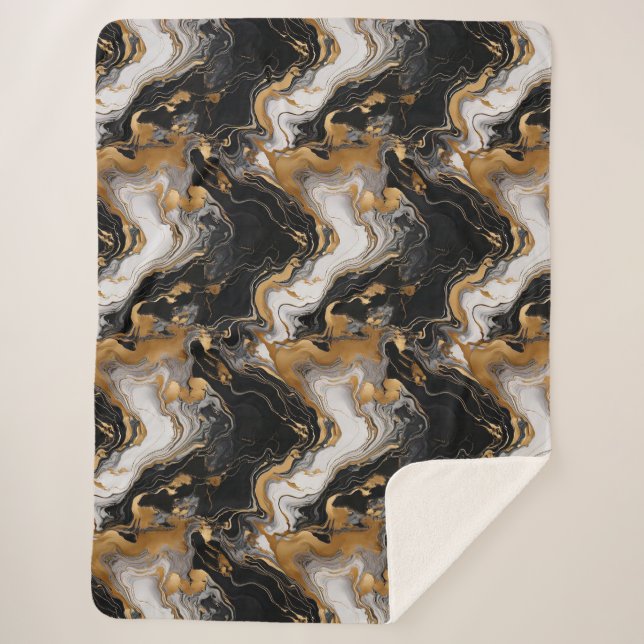 Couverture Sherpa Marbre noir et or de luxe Sherpa Blanket (Devant)