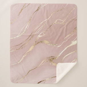 Couverture Sherpa Marbre rose aux veines dorées