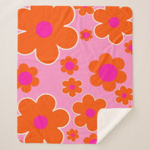 Couverture Sherpa Marché aux Fleurs Amsterdam Fleurs Rétro Rose Oran