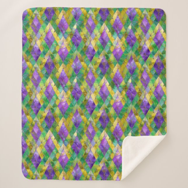 Couverture Sherpa Mardi Gras Arlequin en verre tendu Imprimer (Devant)