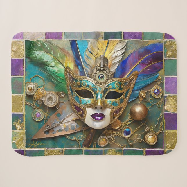 Couverture Sherpa Mardi Gras Troisième Oeil Gold Céramique Masque (Devant (Horizontal))