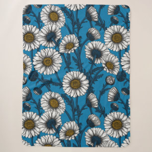 Couverture Sherpa Marguerites sur bleu