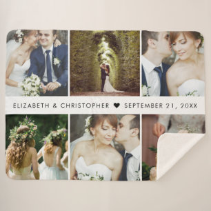 Couverture Sherpa Mariage Keepsaké 6 Carré Photo Collage