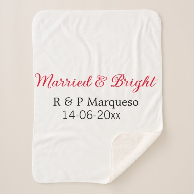 Couverture Sherpa Marié & lumineux ajouter nom de couple mariage ajo (Devant)
