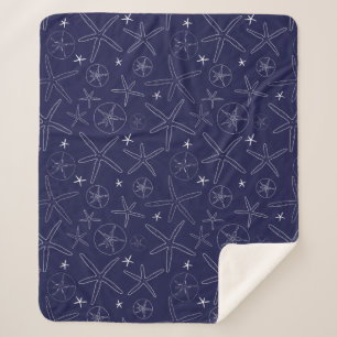 Couverture Sherpa Marine Blue Starfish & Sand Dollar Sherpa Blanket