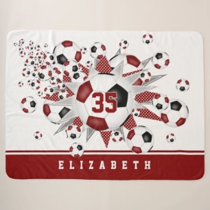 Couverture Sherpa maroon black ballon de football stars filles salle