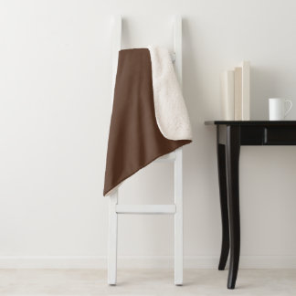 Couverture Sherpa Marron Chocolat Moderne Uni Couleur Unie