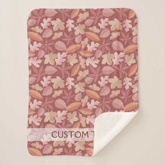 Couverture Sherpa Marsala motif feuille (Devant)