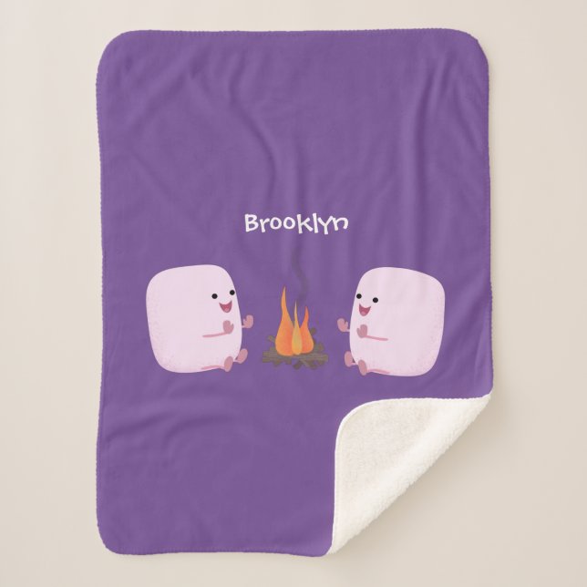 Couverture Sherpa Marshmallows mignons roses par dessin animé sur le (Devant)