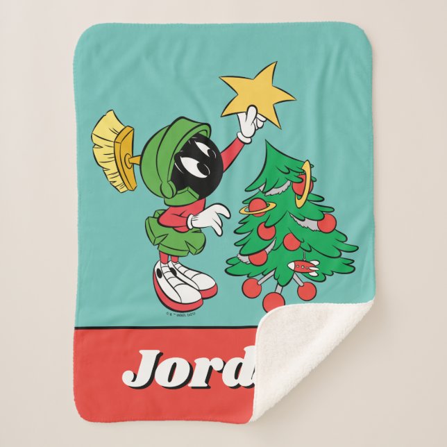 Couverture Sherpa MARVIN LE MARTIAN™ mettre l'étoile dans l'arbre (Devant)