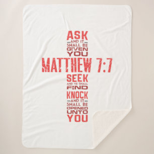 Couverture Sherpa Matthieu 7:7 Bible Verse Cross Sherpa Blanket