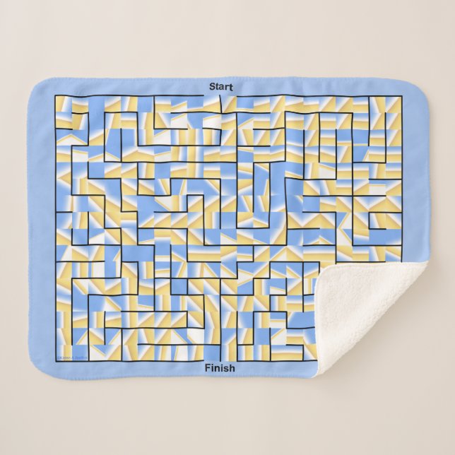 Couverture Sherpa Maze bleu et jaune (Devant (Horizontal))