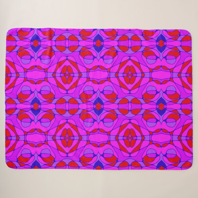 Couverture Sherpa Mazipoodles Neuro Art Fuchsia Rouge bleu (Devant (Horizontal))