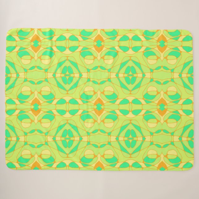 Couverture Sherpa Mazipoodles Neuro Art Vert Jaune Orange (Devant (Horizontal))