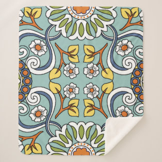 Couverture Sherpa Médaillon Turc style Motif Vintage