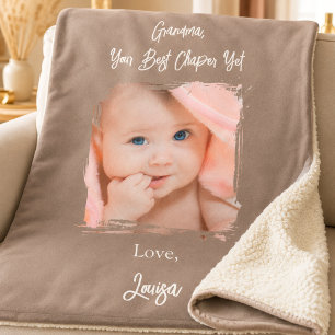 Couverture Sherpa Meilleur chapitre de Mamie Photo Petit-enfant Moch