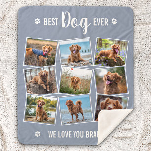 Couverture Sherpa Meilleur Chien Jamais Personnalisé Gris Photo Coll