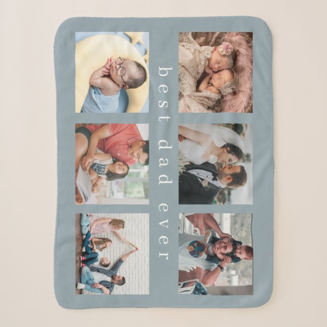 Couverture Sherpa Meilleur papa jamais | Photo Collage moderne (Devant)
