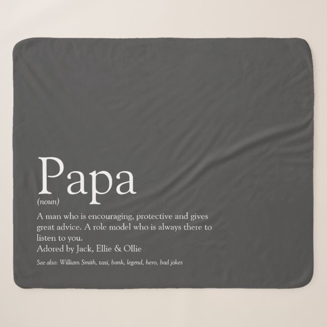 Couverture Sherpa Meilleur Papa, Papa, Papa, Père Définition Grey (Devant (Horizontal))