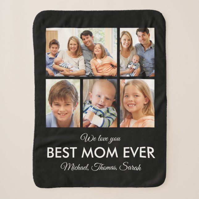 Couverture Sherpa Meilleure Maman Toujours Fête des mères Collage ph (Devant)