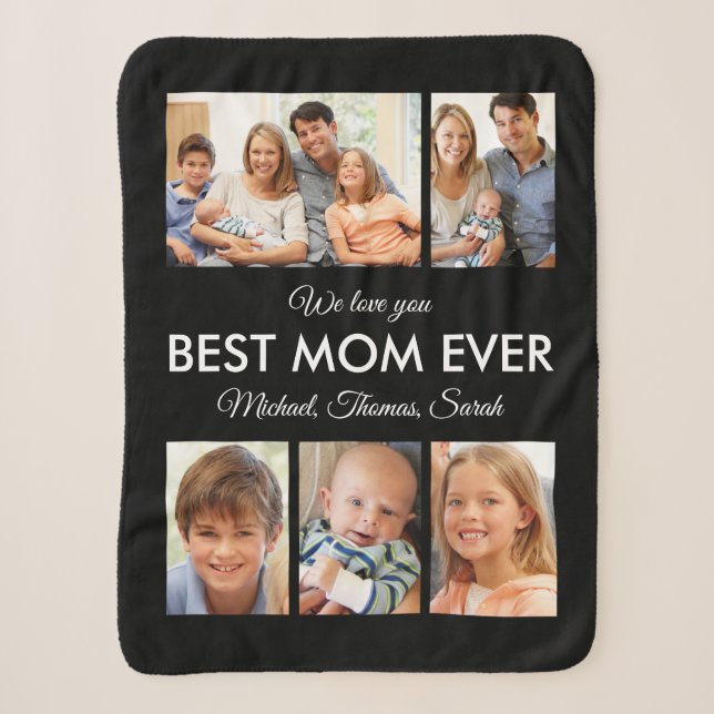 Couverture Sherpa Meilleure Maman Toujours Fête des mères Collage ph (Devant)