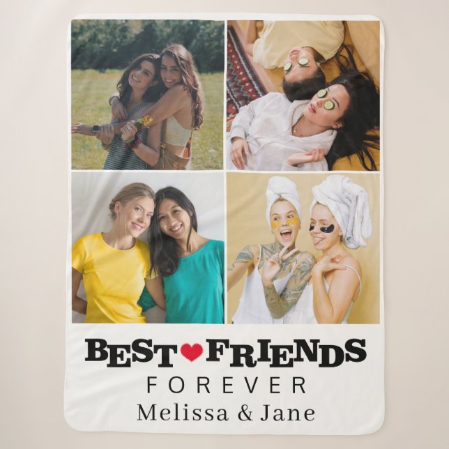 Couverture Sherpa meilleurs amis pour toujours mignon 4 photos colla (Devant)
