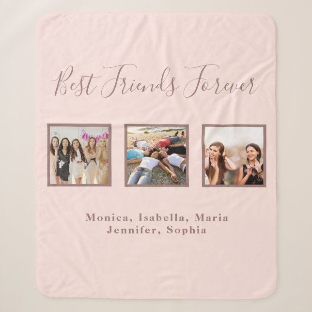 Couverture Sherpa Meilleurs amis rose or blush photo (Devant)