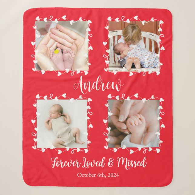 Couverture Sherpa Memorial Baby Loss Rouge Photo Blanket Cadeau (Devant)