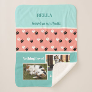 Couverture Sherpa Mémorial des animaux empreintes de pattes corail t